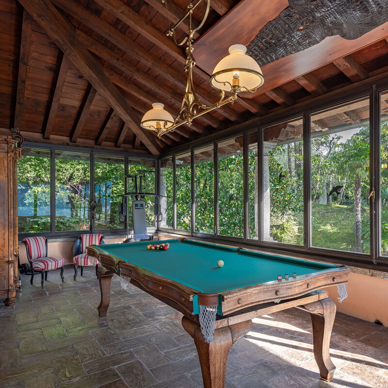 Villa Menaggio - By Belcantovillas: Splendid billiard room of the holiday villa on Lake Como.