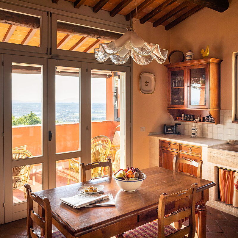 Villa Sunbathing - By Belcantovillas: Bright kitchen with terrace of the beautiful villa for rent in Tuscany